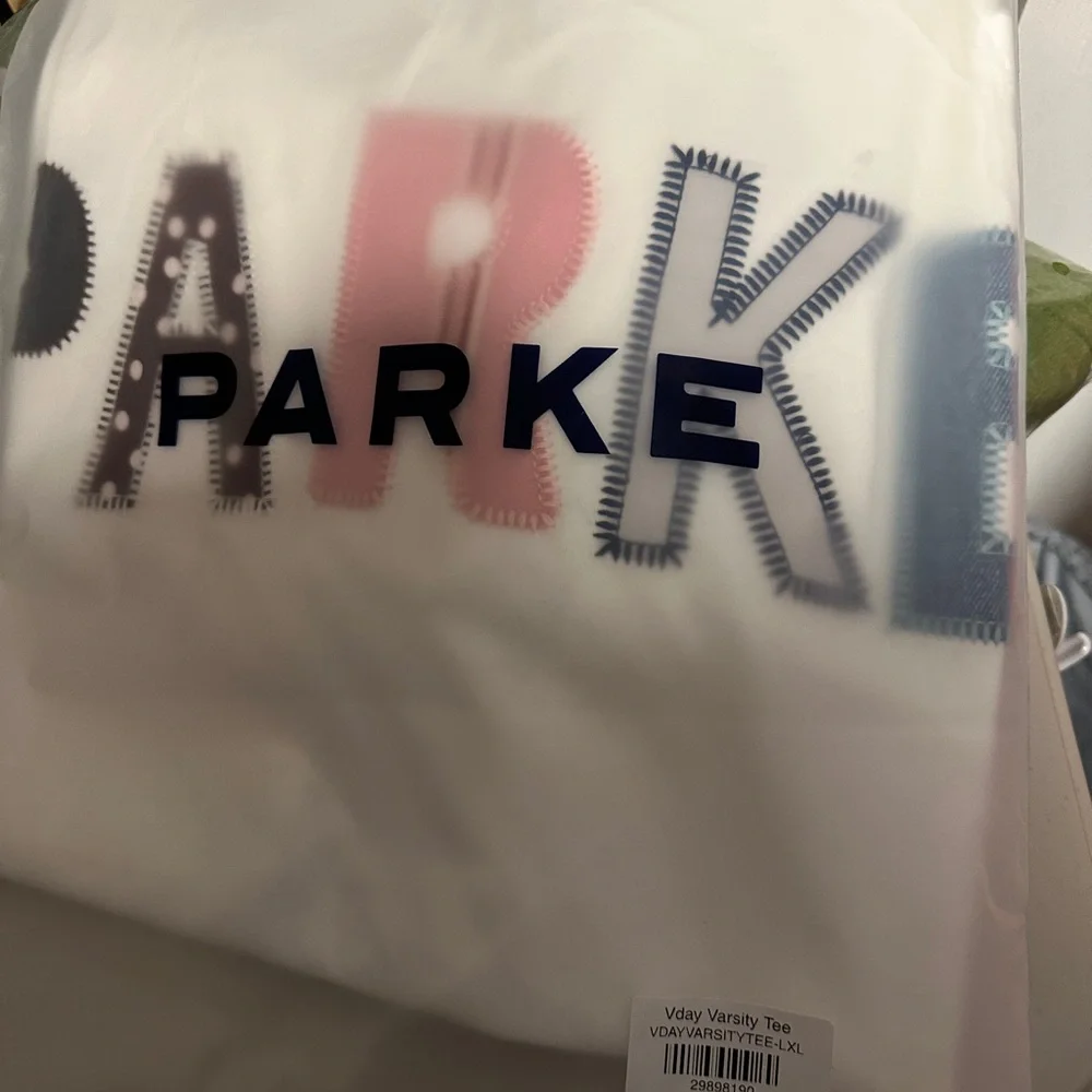 Parke NWT  Patchwork Lettered T-Shirt - Picture 2 of 2